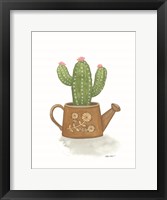 Watering Can Cactus Framed Print