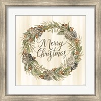 Sage Merry Christmas Wreath Fine Art Print