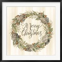 Sage Merry Christmas Wreath Fine Art Print