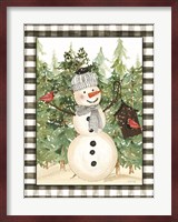 Snowman and Birdhouse Fine Art Print