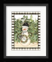 Snowman with Wreath Fine Art Print