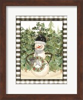 Snowman with Wreath Fine Art Print