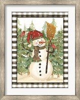 Snowman with Cardinals Fine Art Print