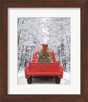 Snowy Drive in a Ford Fine Art Print
