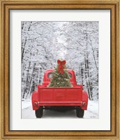 Snowy Drive in a Ford Fine Art Print