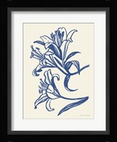 Ink Lilies II Blue Framed Print