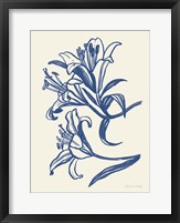 Ink Lilies II Blue Framed Print