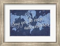 Blueprint World Map Say Yes Fine Art Print