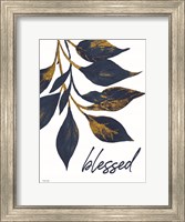 Blessed Navy Gold Leaves Fine Art Print