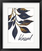 Blessed Navy Gold Leaves Fine Art Print