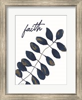 Faith Navy Gold Leaves Fine Art Print