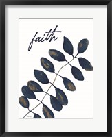 Faith Navy Gold Leaves Fine Art Print