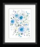 Lush Roses I Blue Fine Art Print