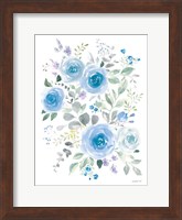 Lush Roses I Blue Fine Art Print