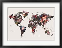 Worldmap Flowers Fine Art Print