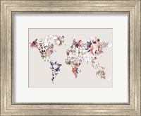 Worldmap Flowers (Light) Fine Art Print
