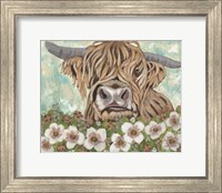 Floral Highland Cow Fine Art Print