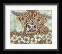 Floral Highland Cow Fine Art Print