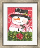 Snowman & Poinsettia Fine Art Print