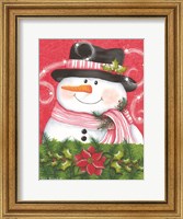 Snowman & Poinsettia Fine Art Print