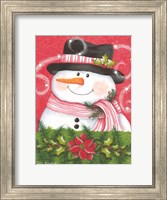 Snowman & Poinsettia Fine Art Print