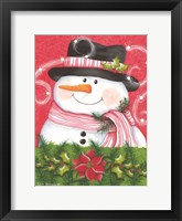 Snowman & Poinsettia Fine Art Print
