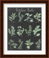 Kitchen Herb Chart on Black II Fine Art Print