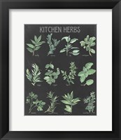 Kitchen Herb Chart on Black I Fine Art Print