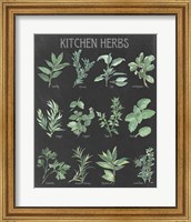 Kitchen Herb Chart on Black I Fine Art Print