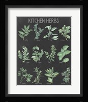 Kitchen Herb Chart on Black I Fine Art Print