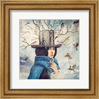 The Lady With The Bird Feeder Hat Fine Art Print