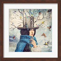The Lady With The Bird Feeder Hat Fine Art Print