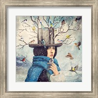 The Lady With The Bird Feeder Hat Fine Art Print