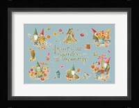 Garden Gnomes I on blue Fine Art Print