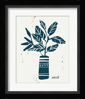 Monochrome Blue Botanical Sketches VI Framed Print