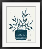 Monochrome Blue Botanical Sketches IX Framed Print