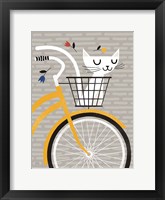Cruising Cat Yellow Framed Print