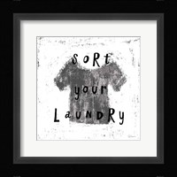 Laundry Rules III BW Framed Print