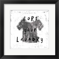 Laundry Rules III BW Framed Print