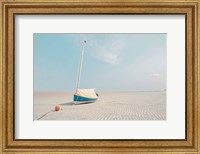 Sailboat in Teal and Coral Fine Art Print