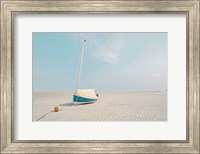 Sailboat in Teal and Coral Fine Art Print