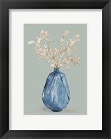 Cotton Stems In Blue Vase Fine Art Print