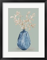 Cotton Stems In Blue Vase Fine Art Print