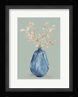 Cotton Stems In Blue Vase Fine Art Print