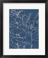 Floral Sketch on Navy II Framed Print