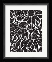 BW Floral Linocut Fine Art Print