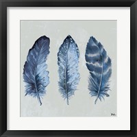 Indigo Feathers I Framed Print