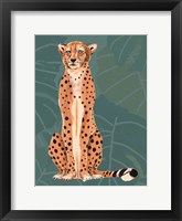 Cheetah Retro On Leaf Pattern Fine Art Print
