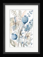 Blue And White Floral I Framed Print