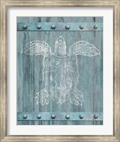 White Turtle On Blue Fine Art Print